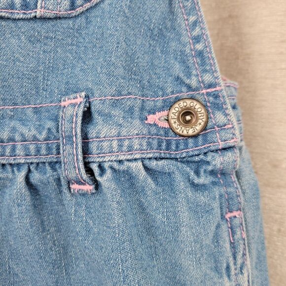 Faded Glory Vintage Y2K Denim Floral Embroidered Overall Skirt Jumper Dress - Picture 5 of 10